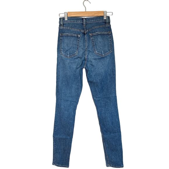 Reformation High & Skinny Denim Stretch Super Soft Jeans Medium Rhine Blue 27 - Picture 3 of 13